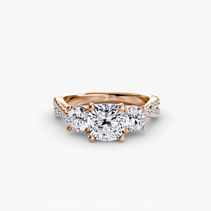 Intertwined Three-Stone Pavé Engagement Ring