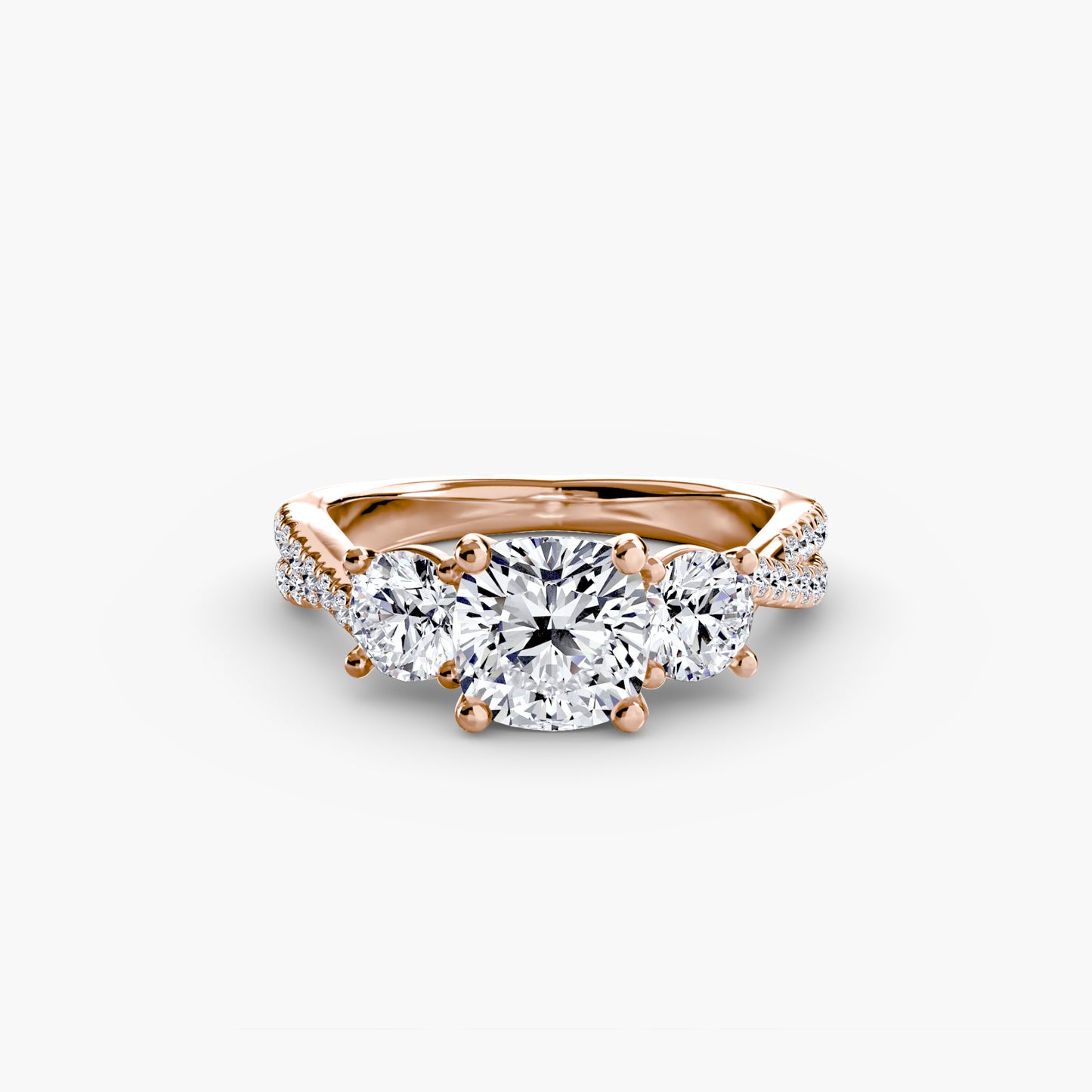 Intertwined Three-Stone Pavé Engagement Ring