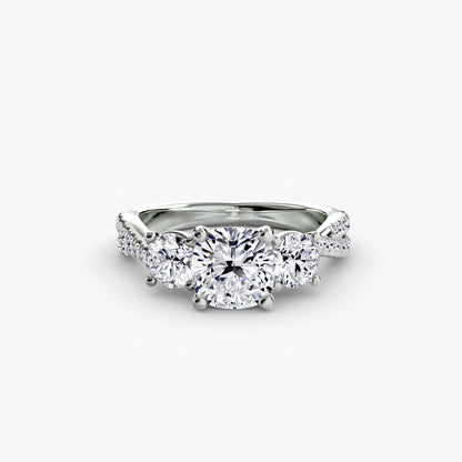 Intertwined Three-Stone Pavé Engagement Ring