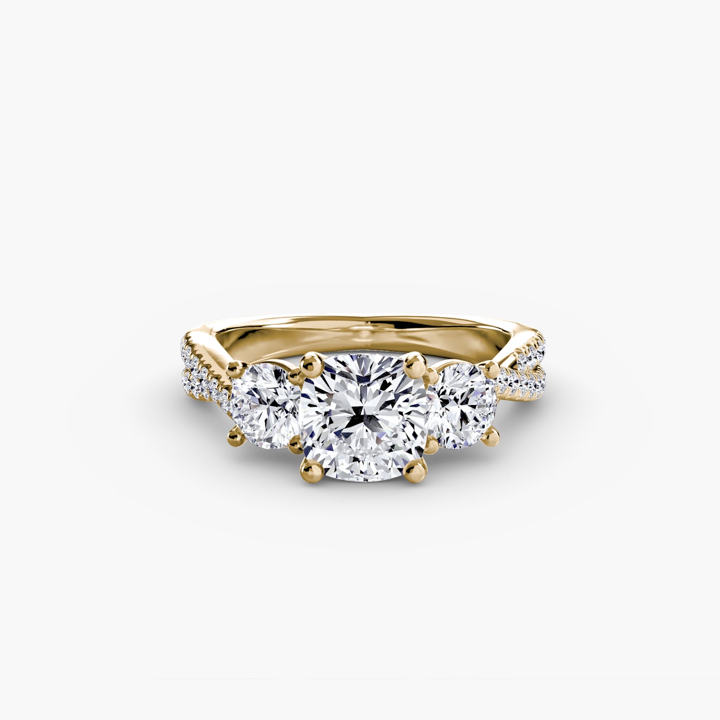 Intertwined Three-Stone Pavé Engagement Ring