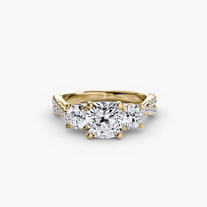 Intertwined Three-Stone Pavé Engagement Ring