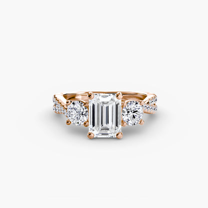 Intertwined Three-Stone Pavé Engagement Ring