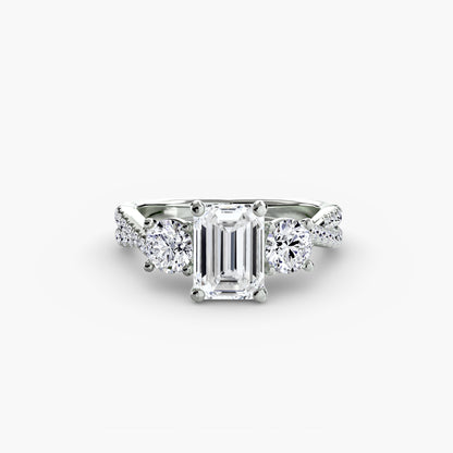 Intertwined Three-Stone Pavé Engagement Ring