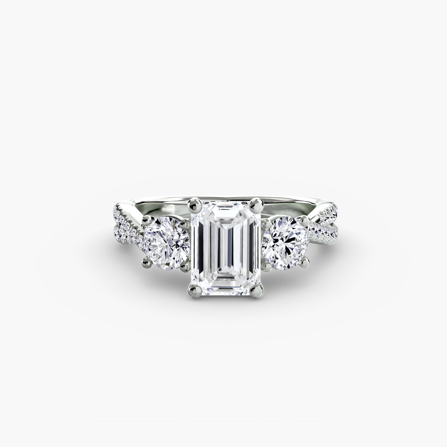 Intertwined Three-Stone Pavé Engagement Ring