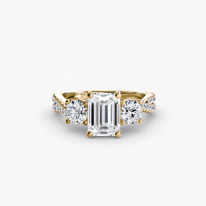Intertwined Three-Stone Pavé Engagement Ring