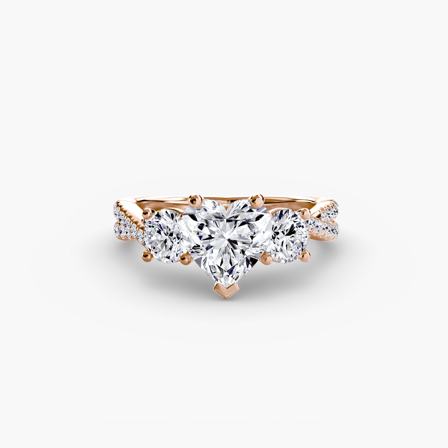Intertwined Three-Stone Pavé Engagement Ring