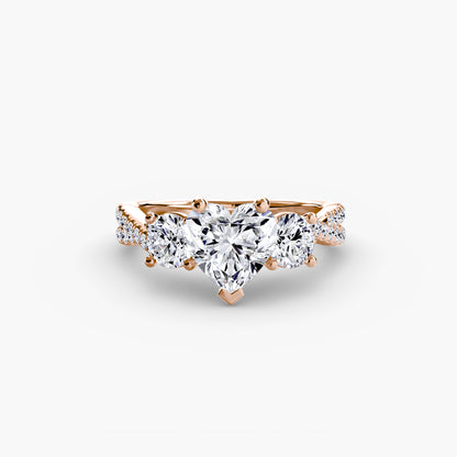 Intertwined Three-Stone Pavé Engagement Ring