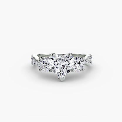 Intertwined Three-Stone Pavé Engagement Ring