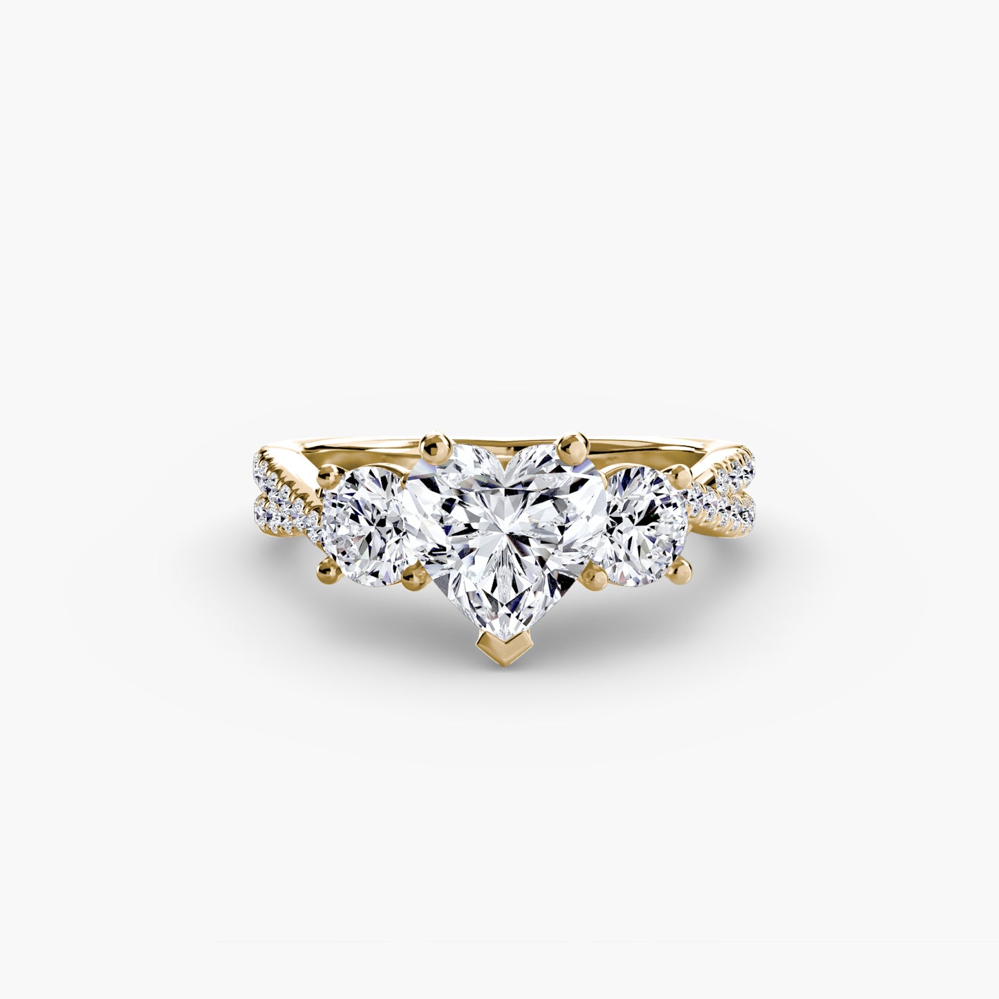 Intertwined Three-Stone Pavé Engagement Ring