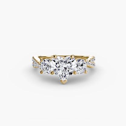 Intertwined Three-Stone Pavé Engagement Ring