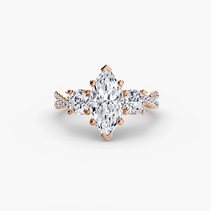 Intertwined Three-Stone Pavé Engagement Ring