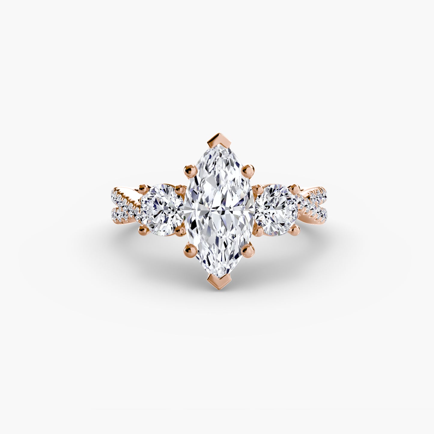 Intertwined Three-Stone Pavé Engagement Ring