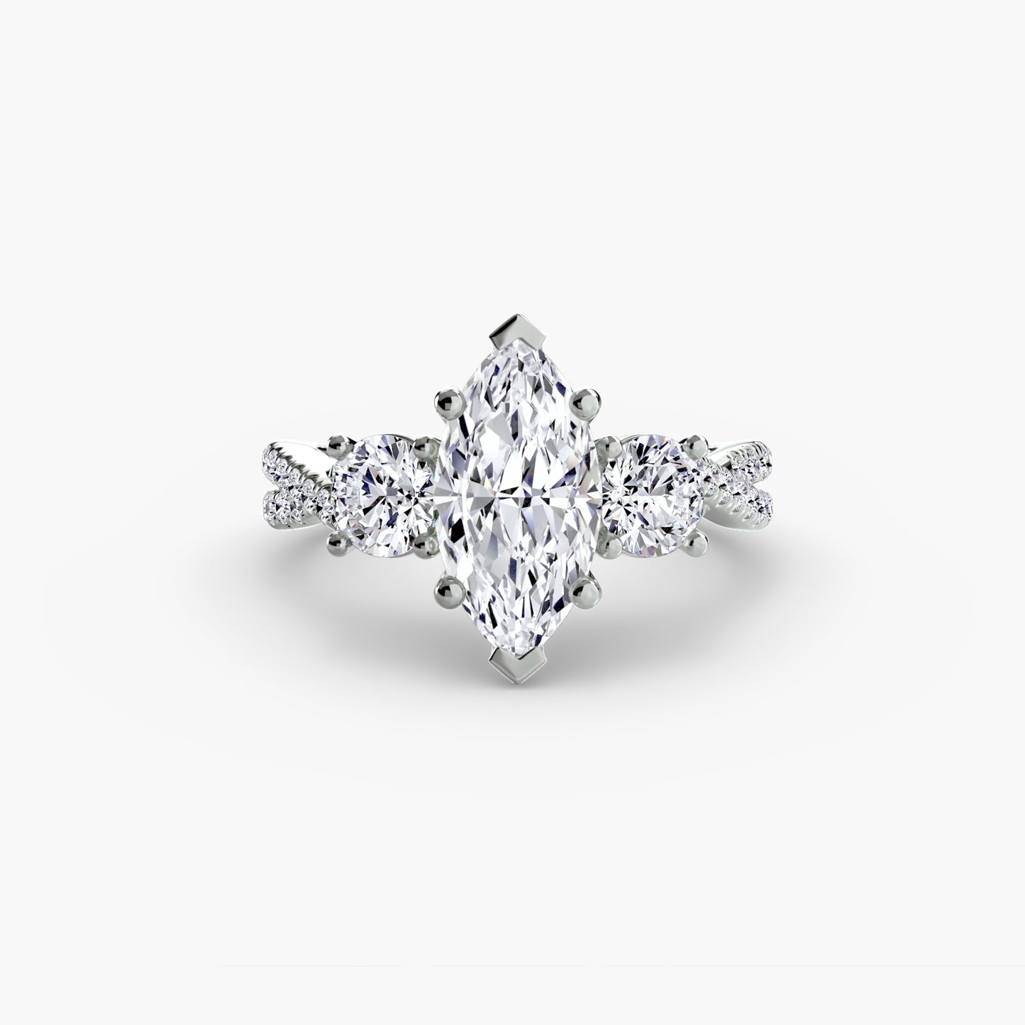 Intertwined Three-Stone Pavé Engagement Ring