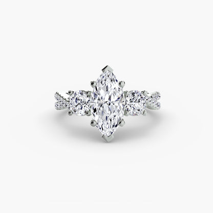 Intertwined Three-Stone Pavé Engagement Ring