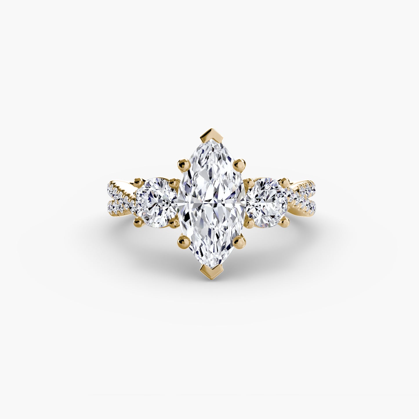 Intertwined Three-Stone Pavé Engagement Ring