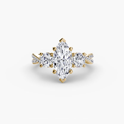 Intertwined Three-Stone Pavé Engagement Ring