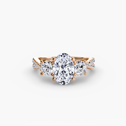 Intertwined Three-Stone Pavé Engagement Ring