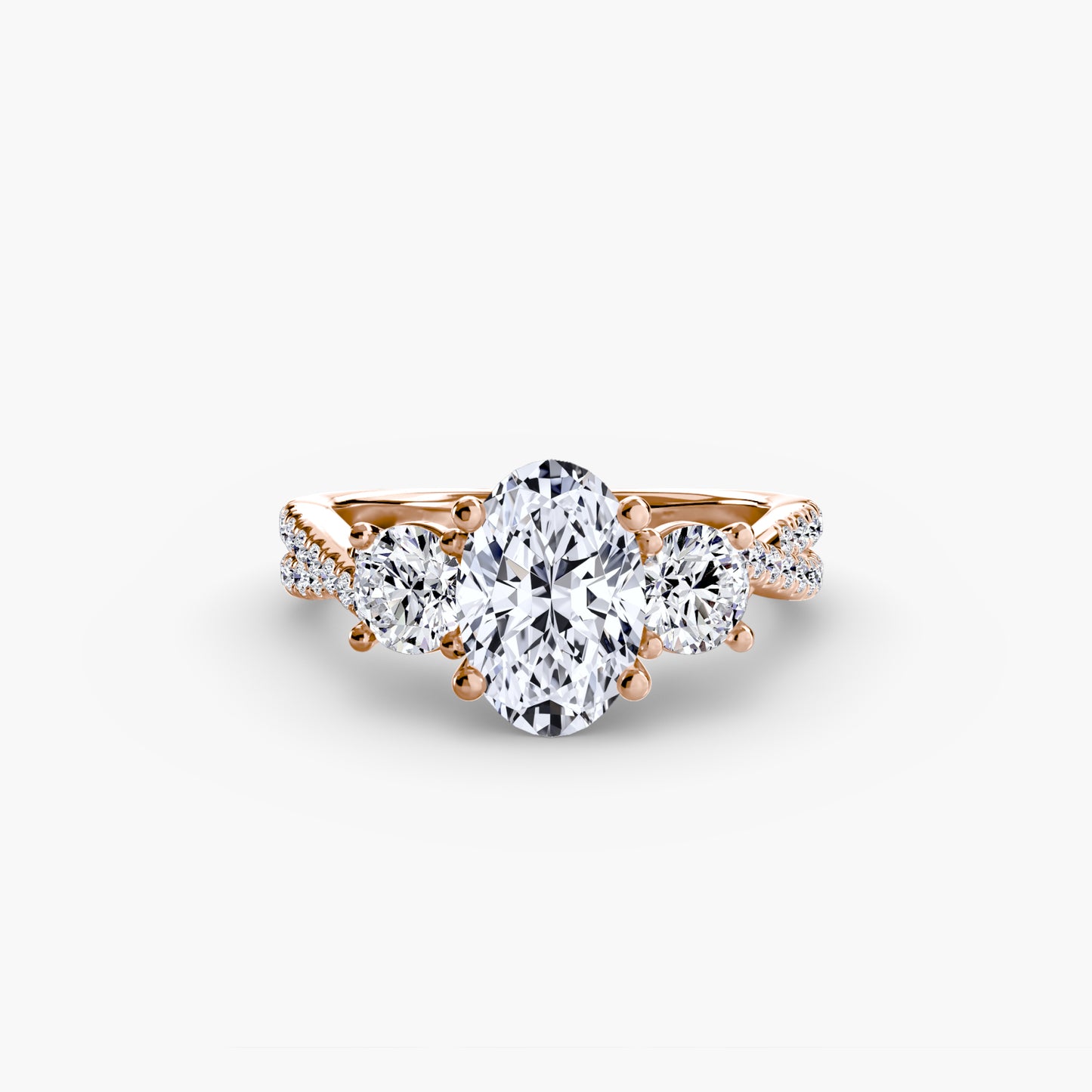Intertwined Three-Stone Pavé Engagement Ring