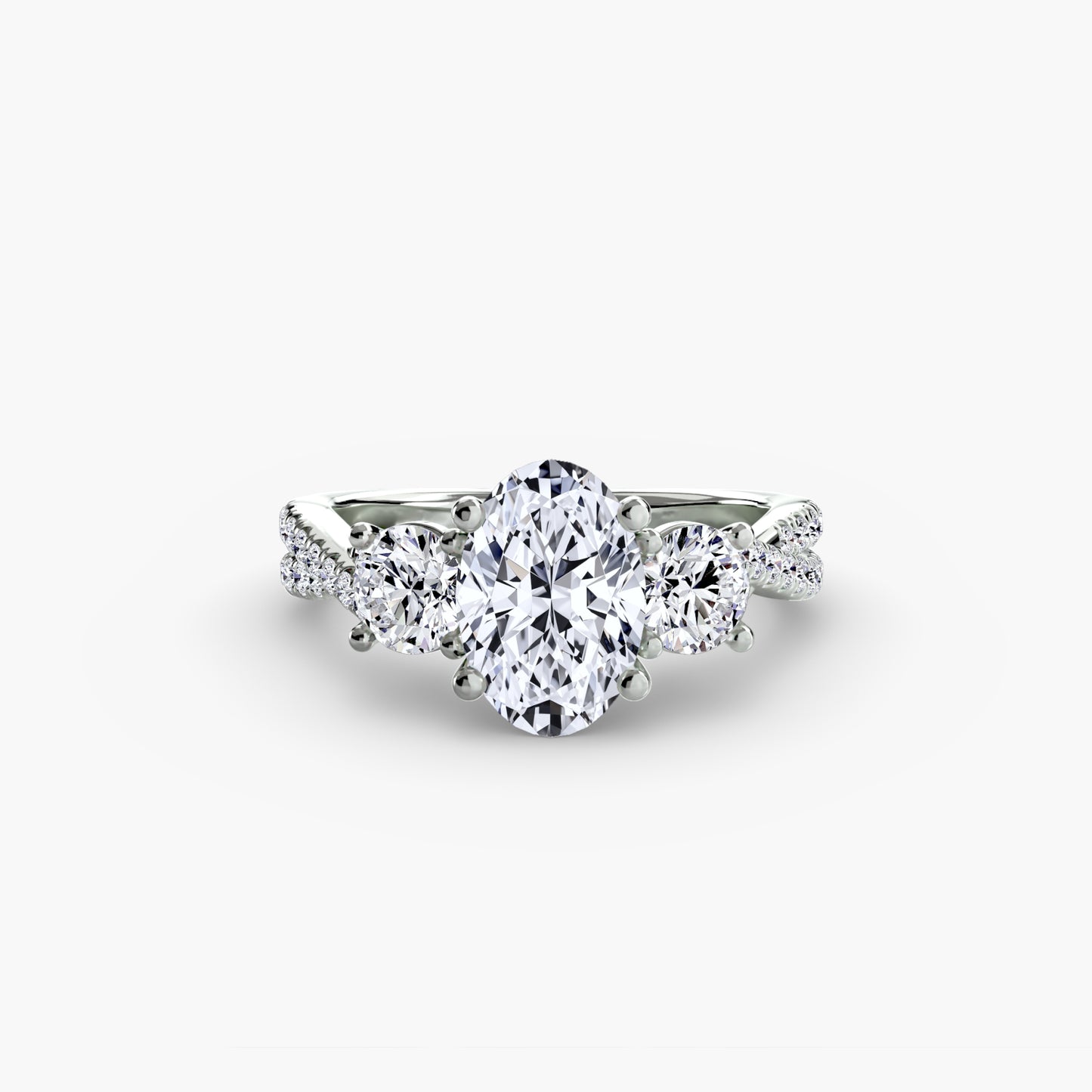 Intertwined Three-Stone Pavé Engagement Ring