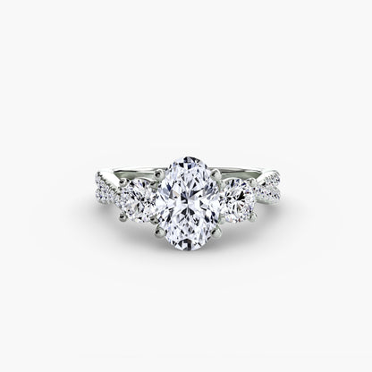 Intertwined Three-Stone Pavé Engagement Ring