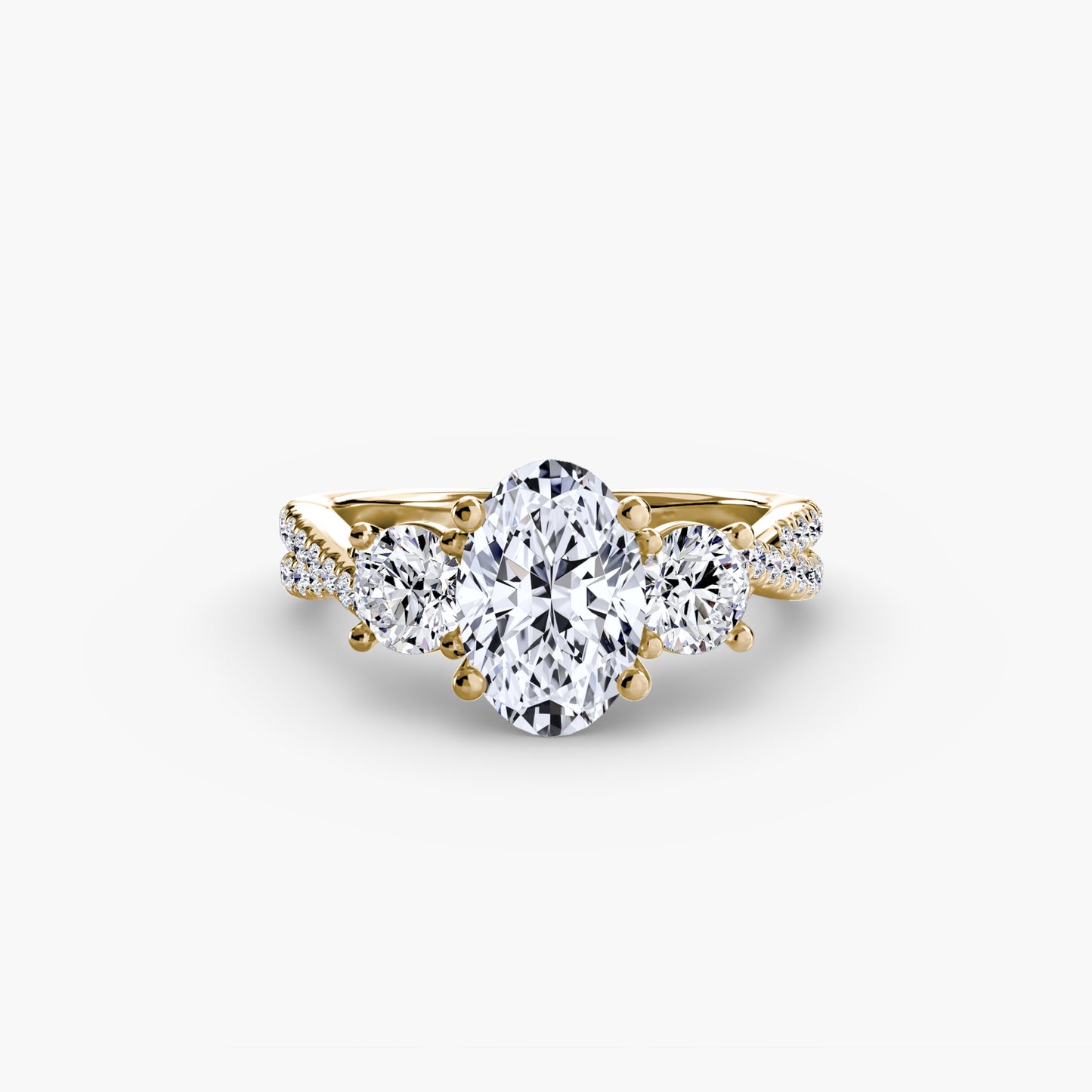Intertwined Three-Stone Pavé Engagement Ring