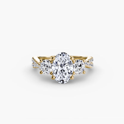 Intertwined Three-Stone Pavé Engagement Ring