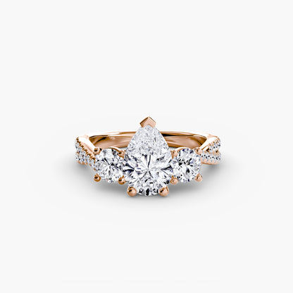 Intertwined Three-Stone Pavé Engagement Ring