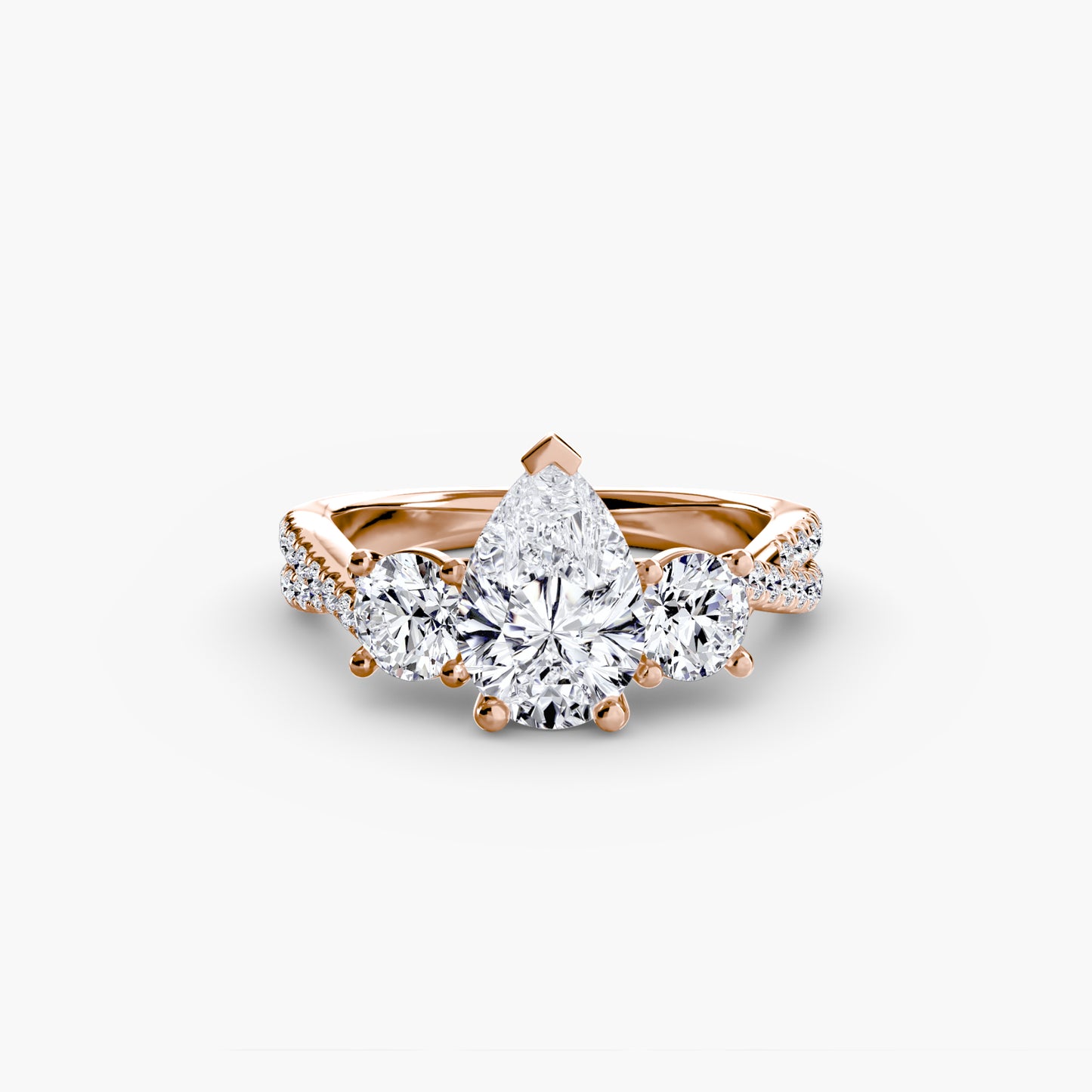 Intertwined Three-Stone Pavé Engagement Ring