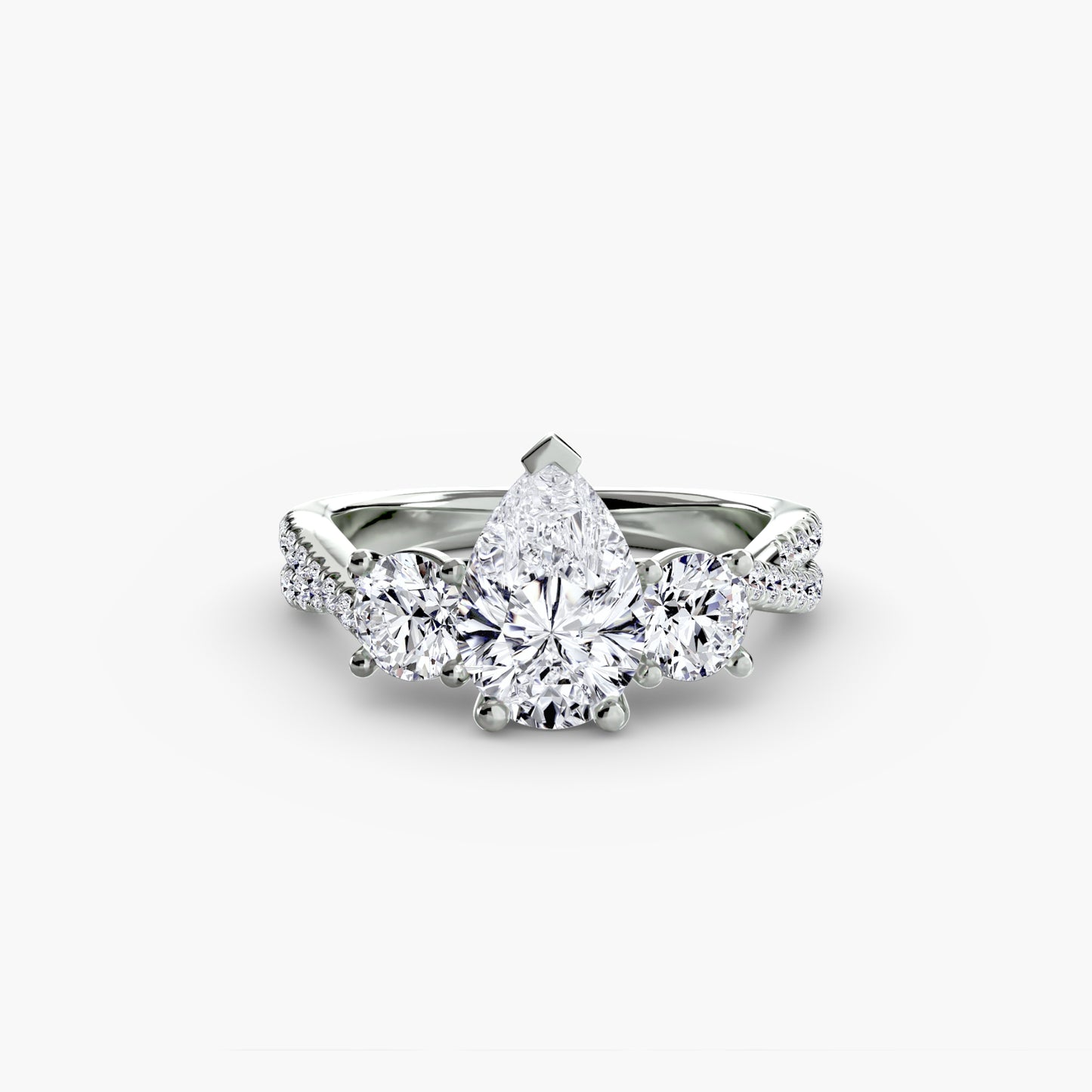 Intertwined Three-Stone Pavé Engagement Ring