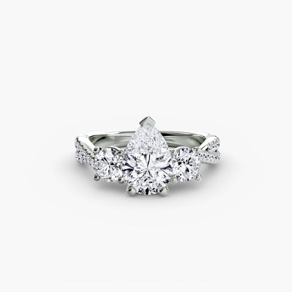 Intertwined Three-Stone Pavé Engagement Ring