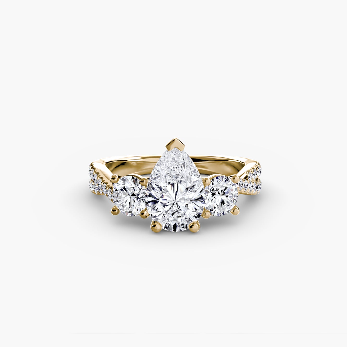 Intertwined Three-Stone Pavé Engagement Ring