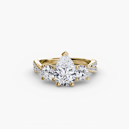 Intertwined Three-Stone Pavé Engagement Ring