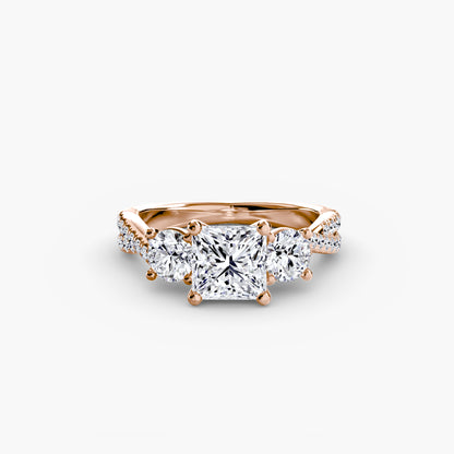Intertwined Three-Stone Pavé Engagement Ring