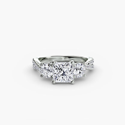 Intertwined Three-Stone Pavé Engagement Ring
