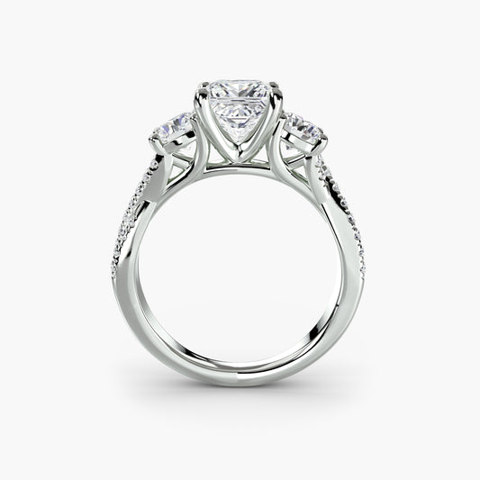 Intertwined Three-Stone Pavé Engagement Ring