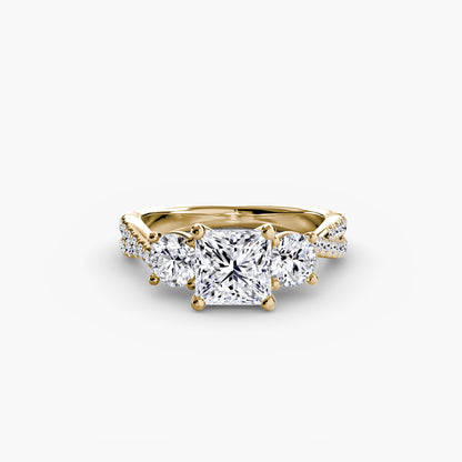 Intertwined Three-Stone Pavé Engagement Ring