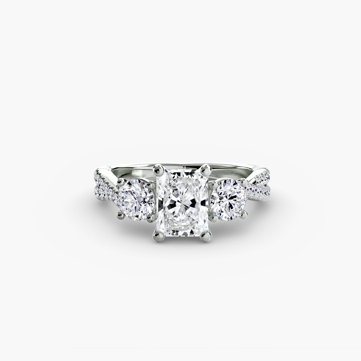Intertwined Three-Stone Pavé Engagement Ring