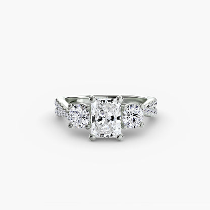 Intertwined Three-Stone Pavé Engagement Ring