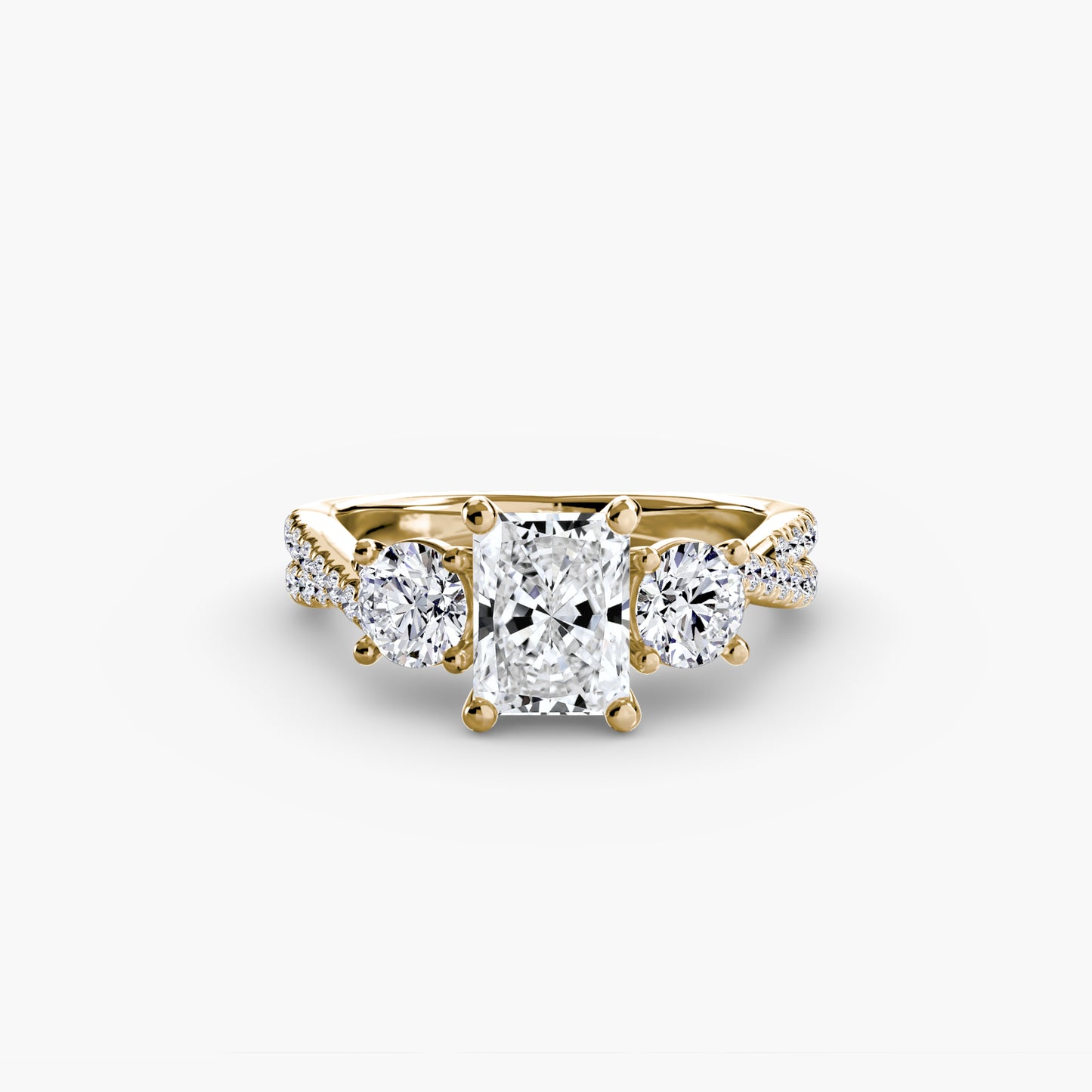 Intertwined Three-Stone Pavé Engagement Ring