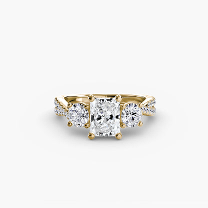 Intertwined Three-Stone Pavé Engagement Ring