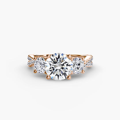 Intertwined Three-Stone Pavé Engagement Ring