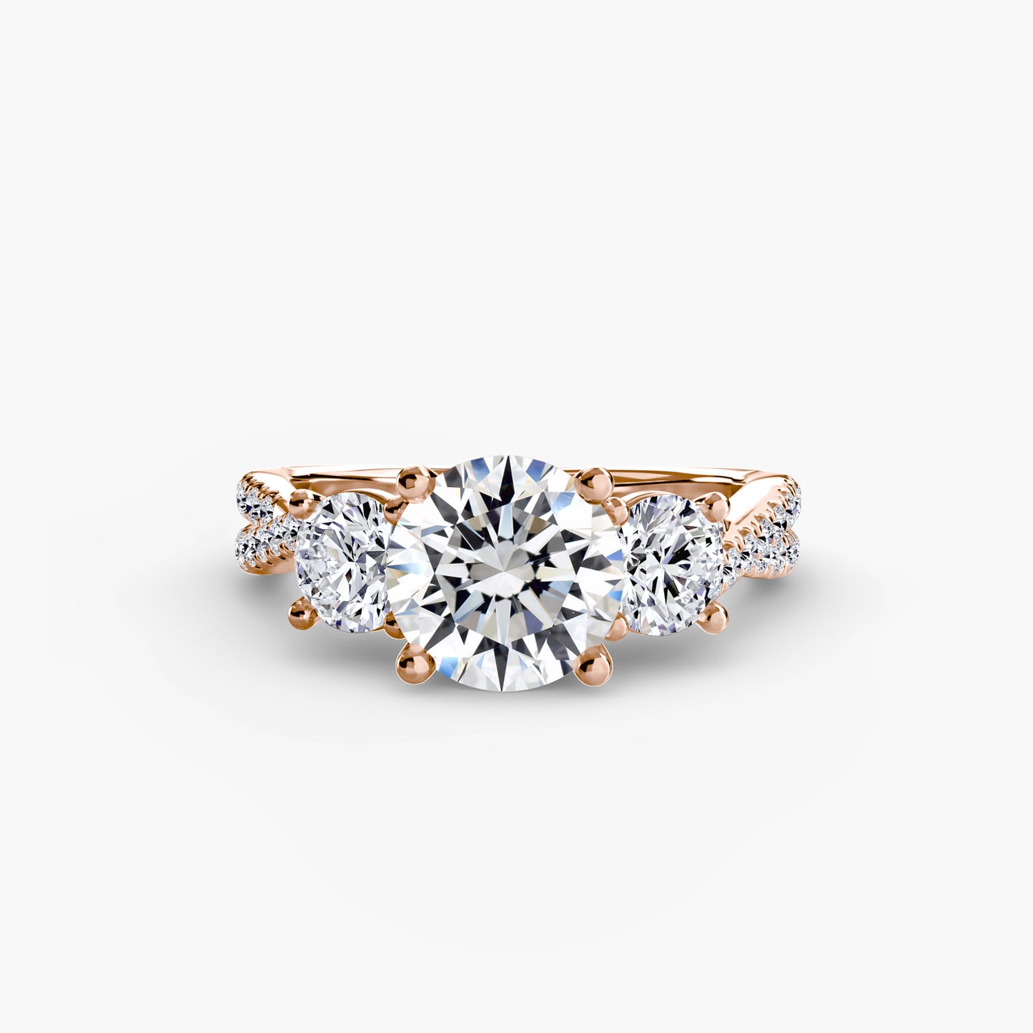 Intertwined Three-Stone Pavé Engagement Ring