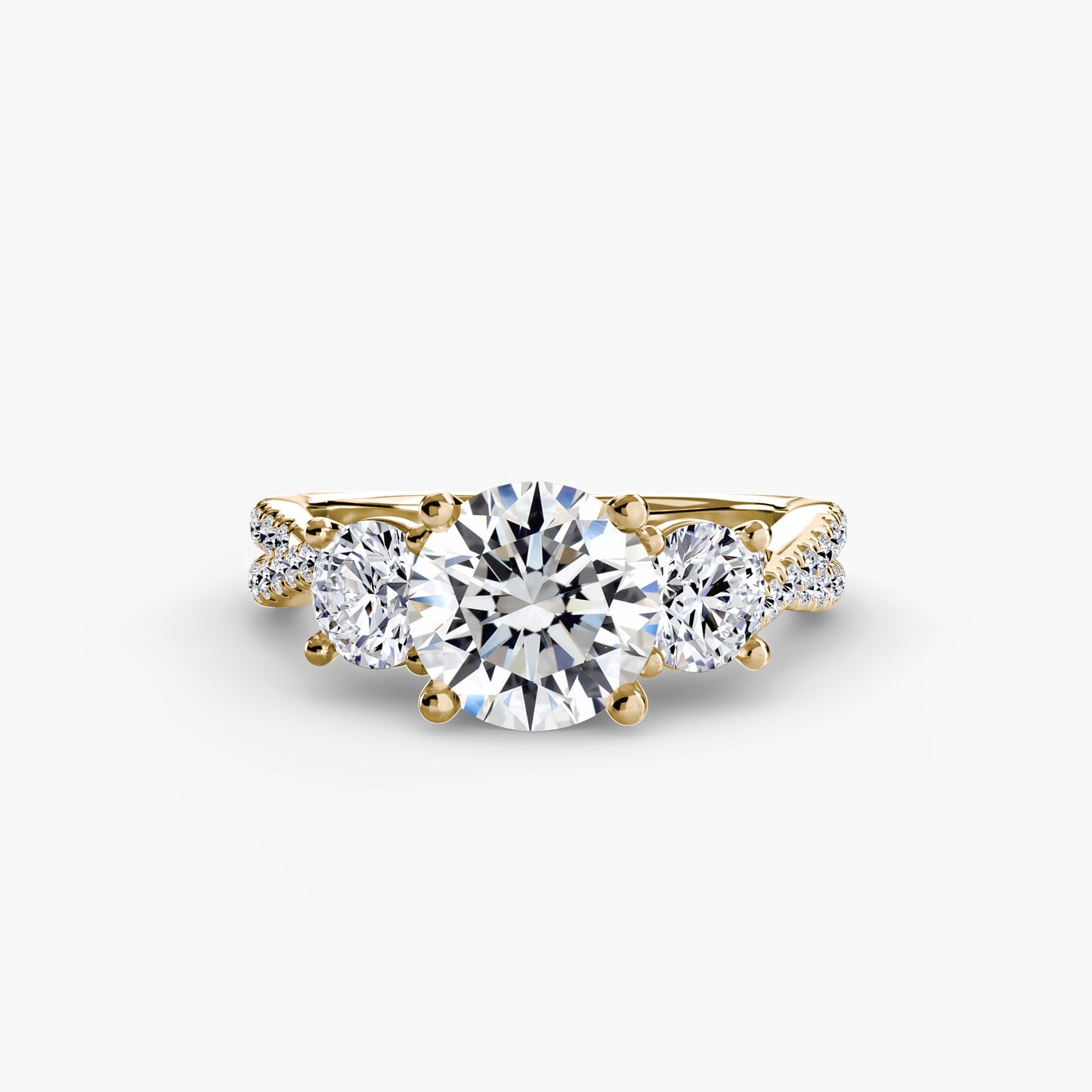 Intertwined Three-Stone Pavé Engagement Ring