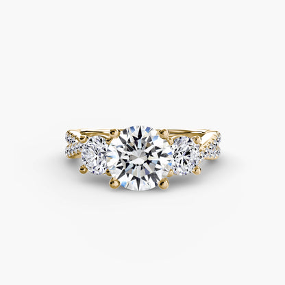 Intertwined Three-Stone Pavé Engagement Ring