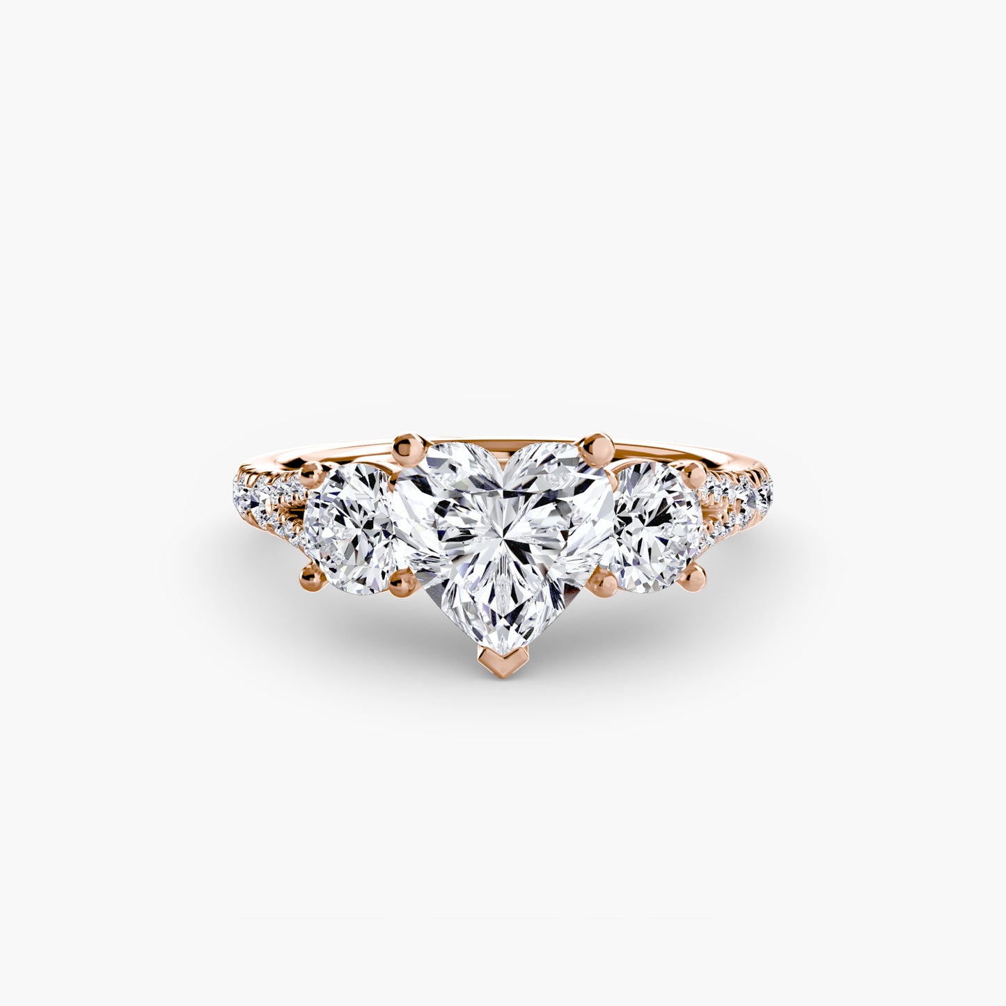 Three-Stone Engagement Ring with Pavé Band - 2.3mm