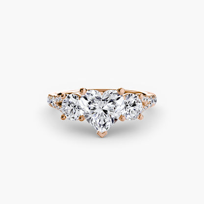 Three-Stone Engagement Ring with Pavé Band - 2.3mm
