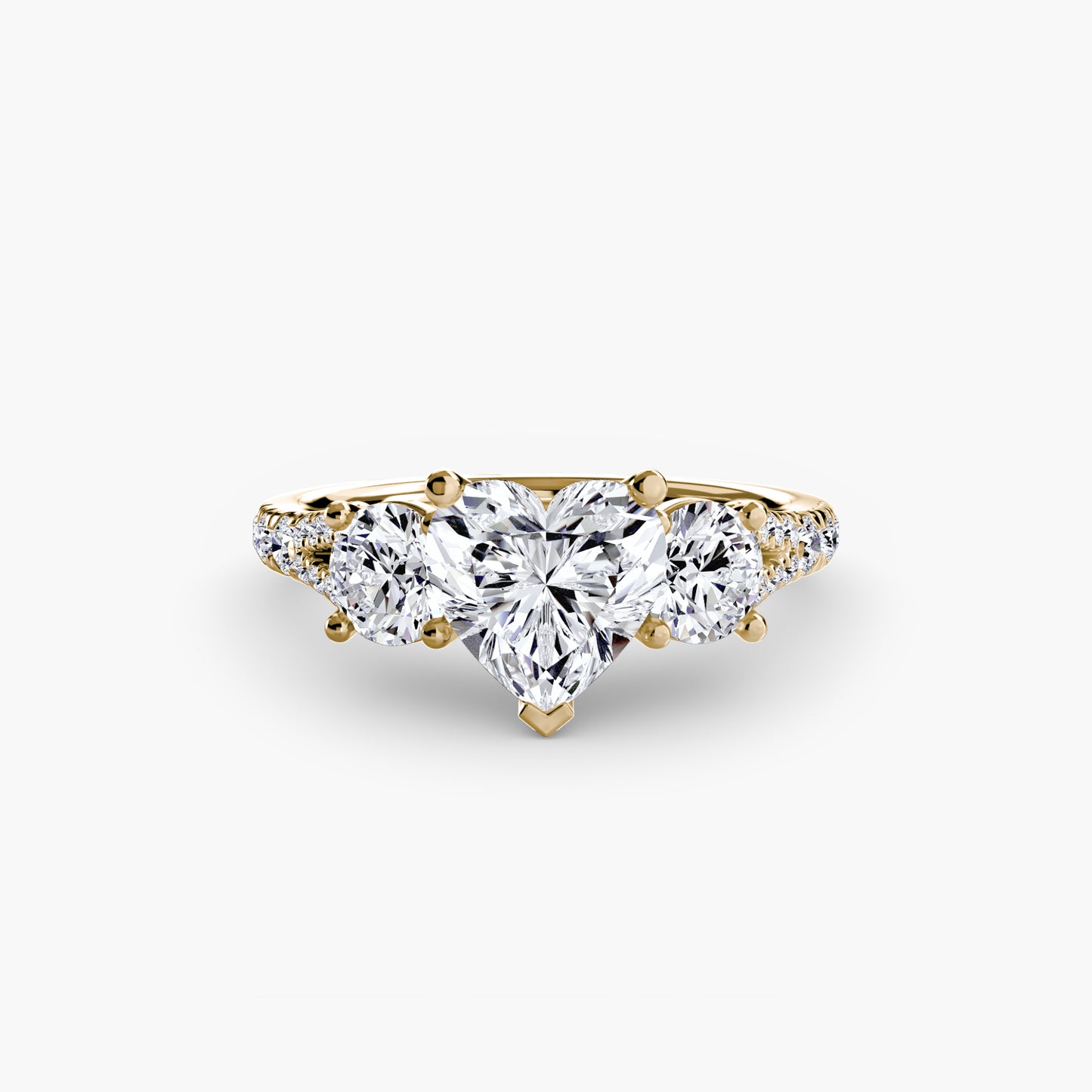 Three-Stone Engagement Ring with Pavé Band - 2.3mm