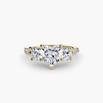 Three-Stone Engagement Ring with Pavé Band - 2.3mm