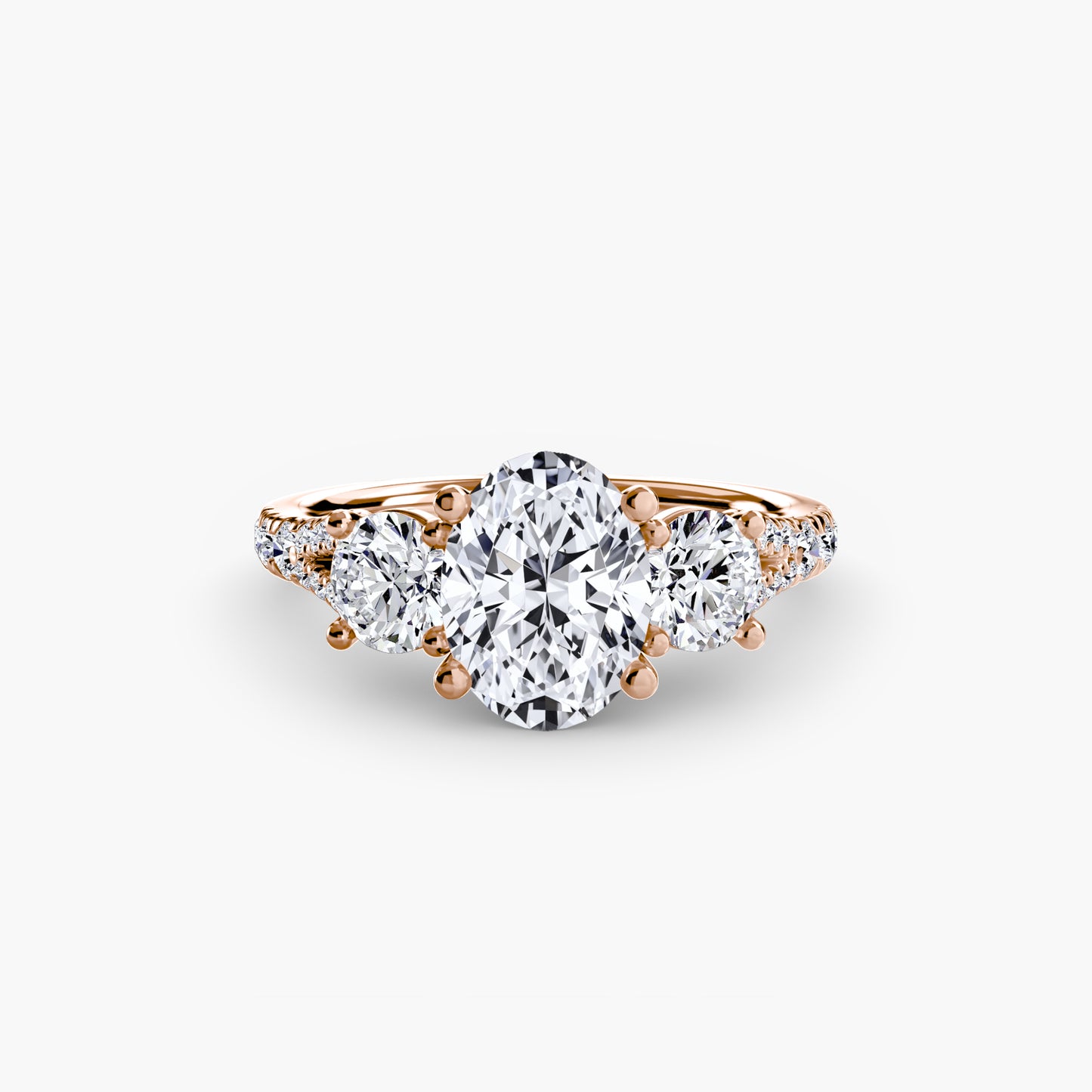 Three-Stone Engagement Ring with Pavé Band - 2.3mm