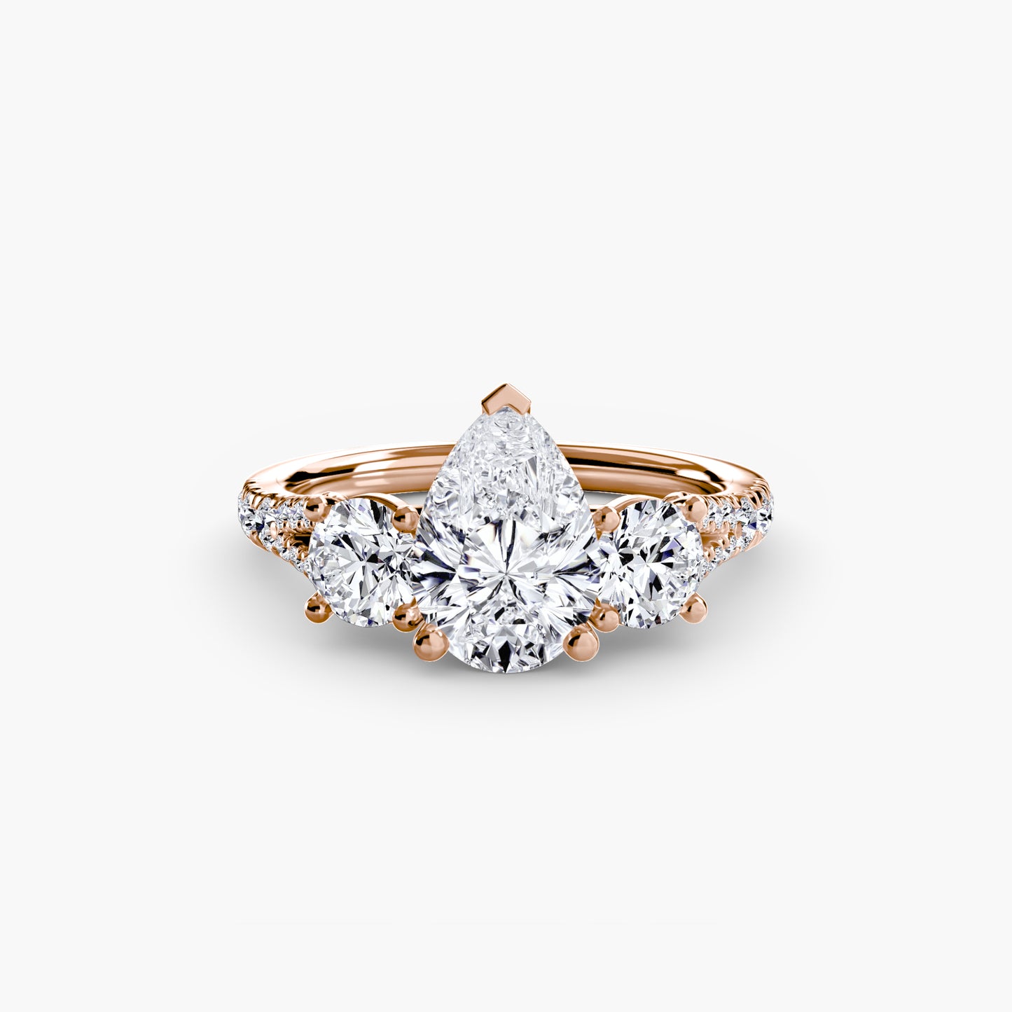 Three-Stone Engagement Ring with Pavé Band - 2.3mm